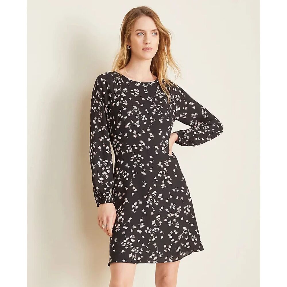 Ann Taylor Floral Print Long Sleeve Dress